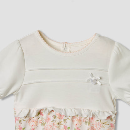 Giggles Floral Print Romper with Short Sleeves