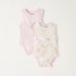 Juniors Floral Print Sleeveless Bodysuit with Button Closure - Set of 2 - Multicolour / 3-6 mths