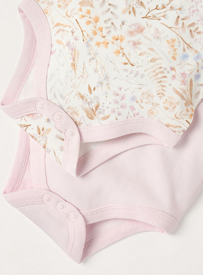 Juniors Floral Print Sleeveless Bodysuit with Button Closure - Set of 2-baby-girls-clothing-bodysuits-image-5