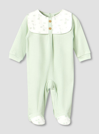 Giggles Cotton Round Neck Long Sleeves Sleepsuit with Printed Collar-baby-boys-clothing-nightwear-sleepsuits-image-1