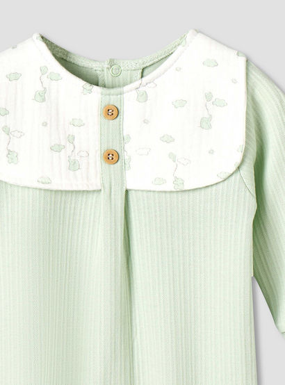 Giggles Cotton Round Neck Long Sleeves Sleepsuit with Printed Collar-baby-boys-clothing-nightwear-sleepsuits-image-3