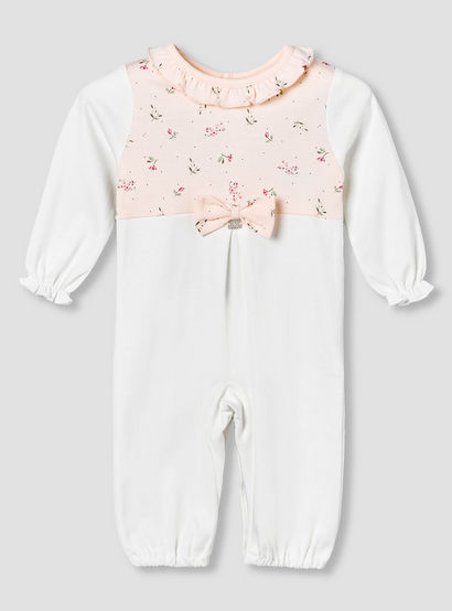 Juniors Cotton Ruffle Neck Long Sleeves Sleepsuit with Floral Print-baby-girls-clothing-nightwear-sleepsuits-image-2
