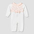 Juniors Cotton Ruffle Neck Long Sleeves Sleepsuit with Floral Print - White / 12-18 mths