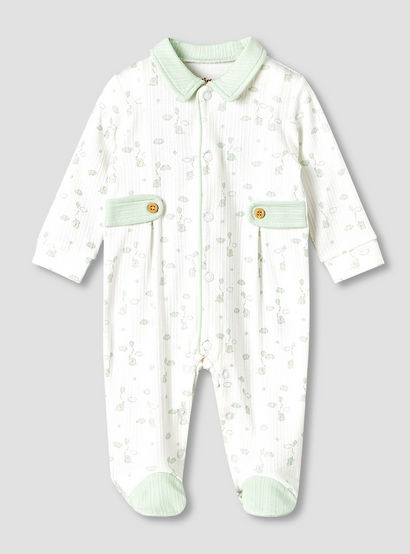 Giggles Cotton Peter Pan Collar Long Sleeves Sleepsuit with Elephant Print-baby-boys-clothing-nightwear-sleepsuits-image-1