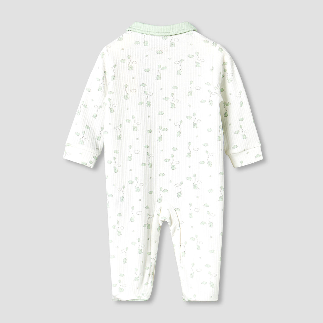 Giggles Cotton Peter Pan Collar Long Sleeves Sleepsuit with Elephant Print