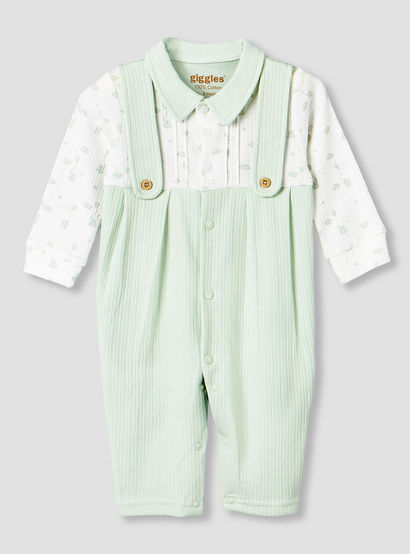 Giggles Cotton Collared Long Sleeves Sleepsuit with Snap Button Closure-baby-boys-clothing-nightwear-sleepsuits-image-1