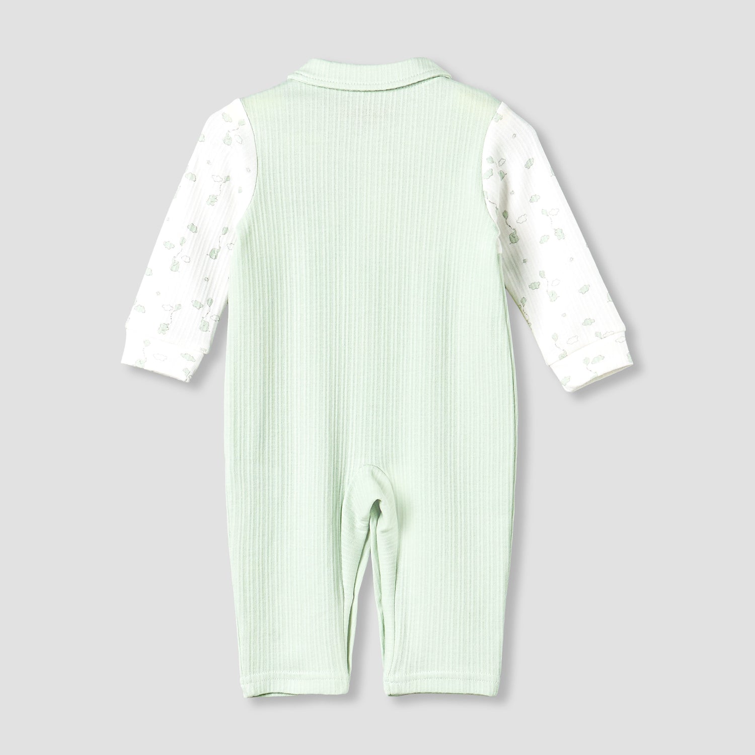 Giggles Cotton Collared Long Sleeves Sleepsuit with Snap Button Closure