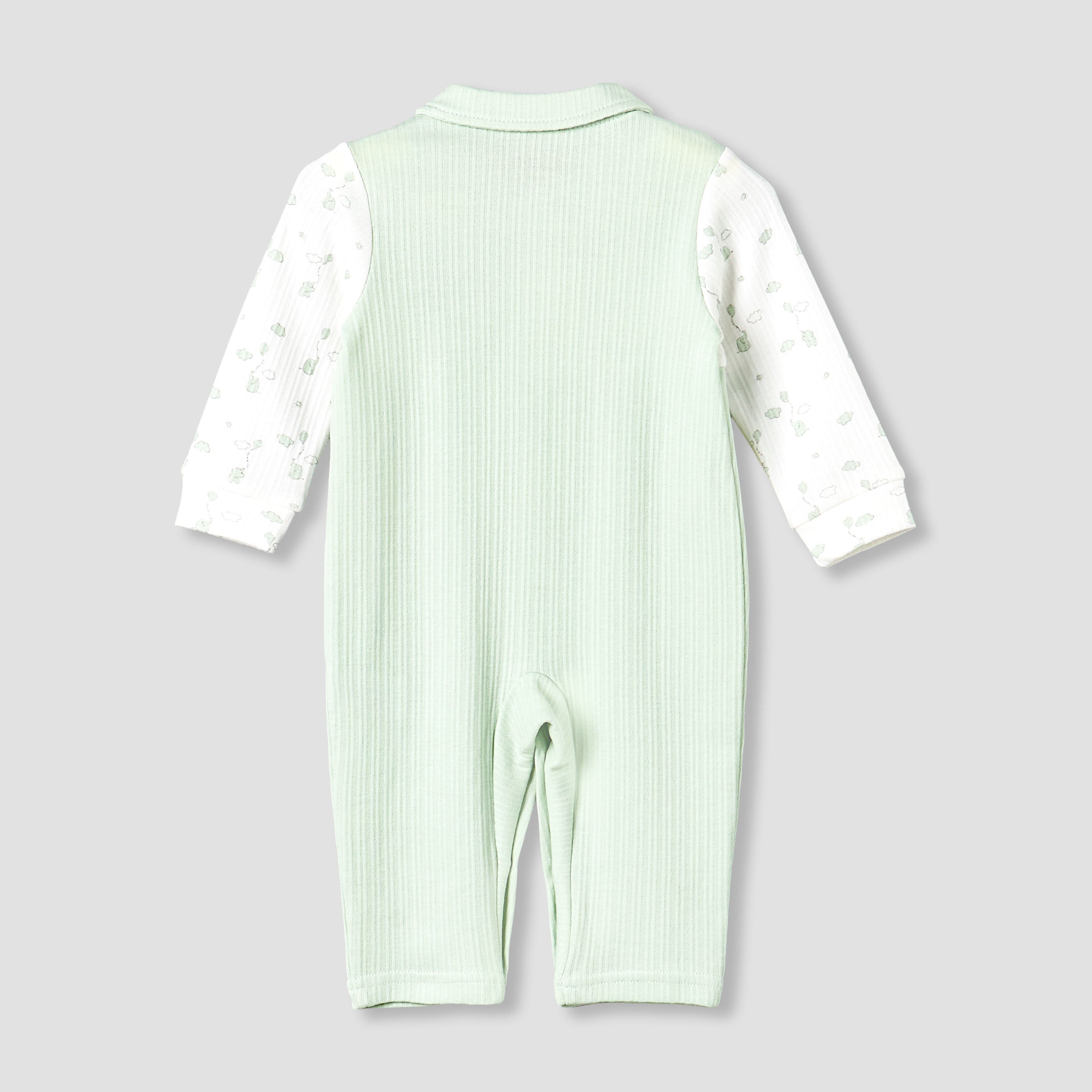 Giggles Cotton Collared Long Sleeves Sleepsuit with Snap Button Closure