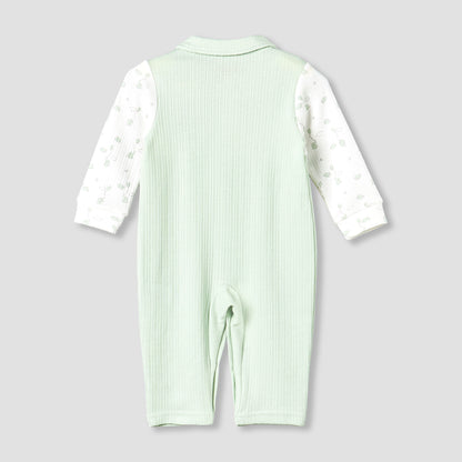 Giggles Cotton Collared Long Sleeves Sleepsuit with Snap Button Closure