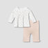 Juniors Cotton Ruffle Neck Long Sleeves Pyjama Set with Print - White / 12-18 mths