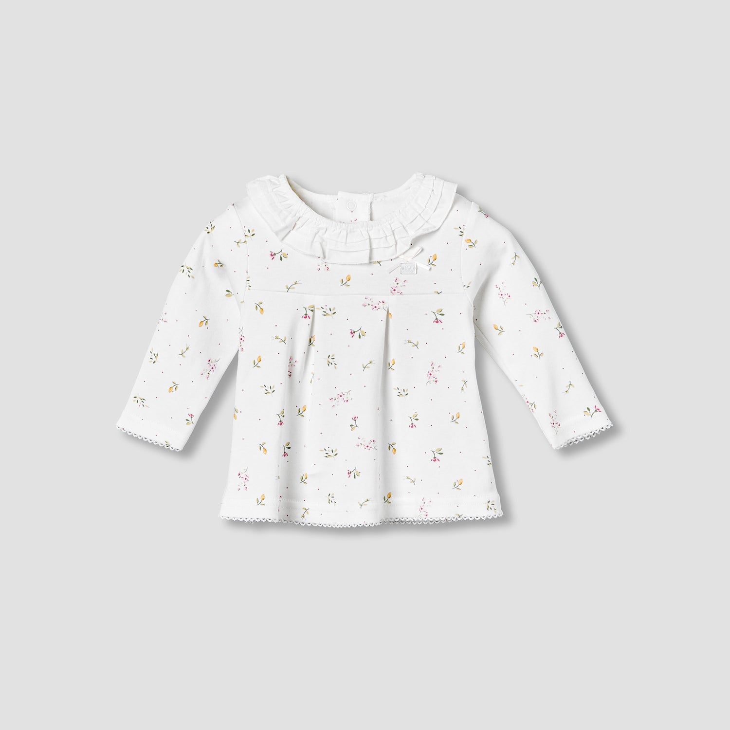 Juniors Cotton Ruffle Neck Long Sleeves Pyjama Set with Print