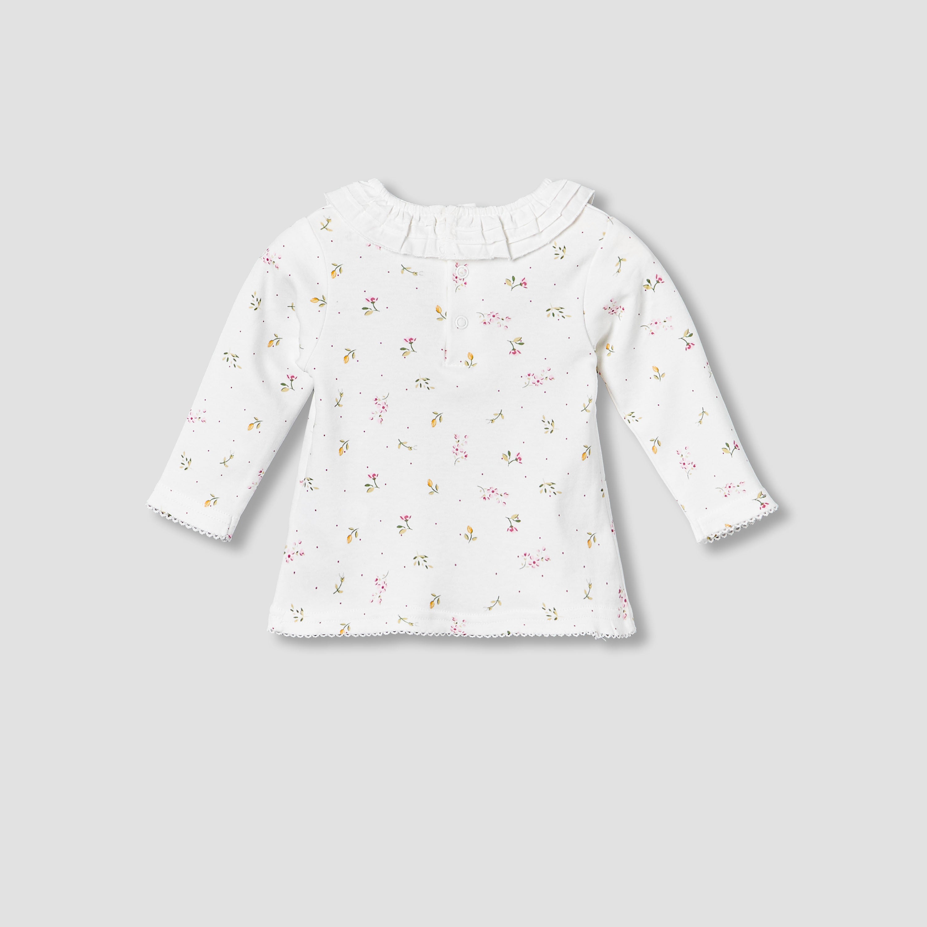 Juniors Cotton Ruffle Neck Long Sleeves Pyjama Set with Print