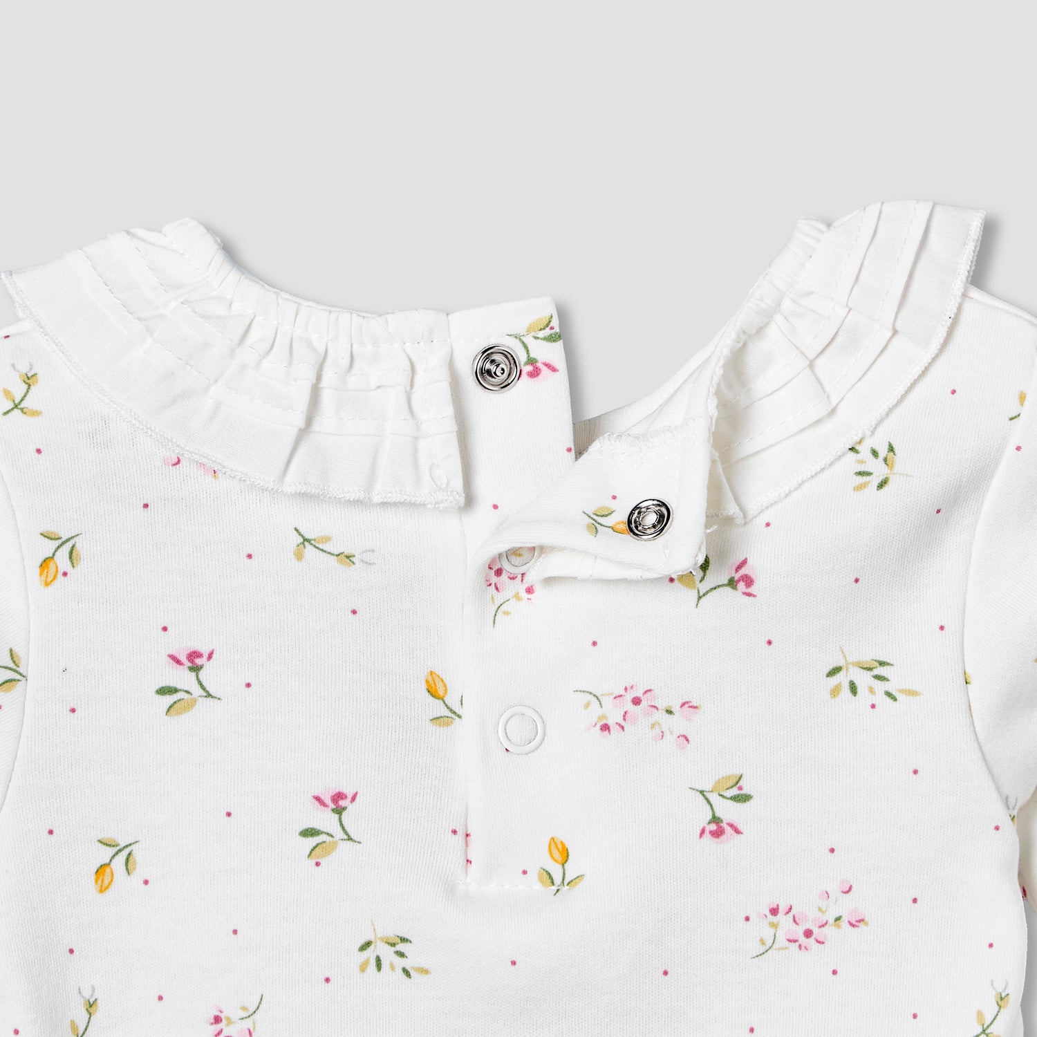 Juniors Cotton Ruffle Neck Long Sleeves Pyjama Set with Print