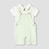 Giggles Collared Short Sleeves Top and Dungaree Set with Print - Green / 12-18 mths