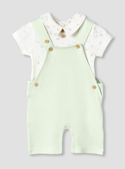 Giggles Collared Short Sleeves Top and Dungaree Set with Print-baby-boys-clothing-setsandcoords-image-2