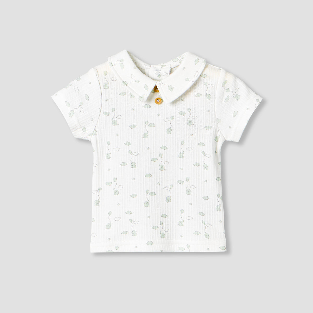 Giggles Collared Short Sleeves Top and Dungaree Set with Print
