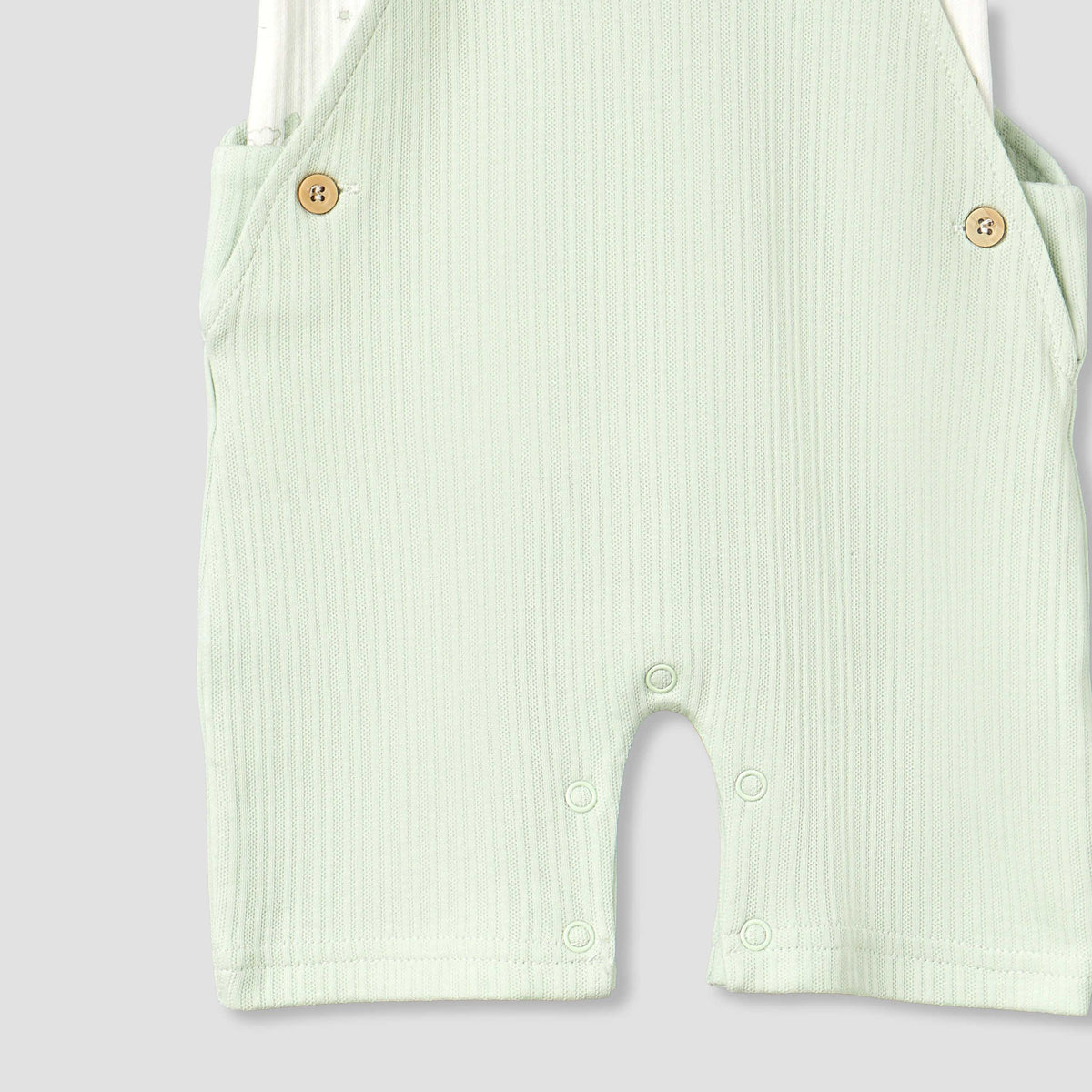 Giggles Collared Short Sleeves Top and Dungaree Set with Print