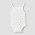 Juniors Cotton Square Neck Strappy Bodysuit with Floral Print - White / 12-18 mths