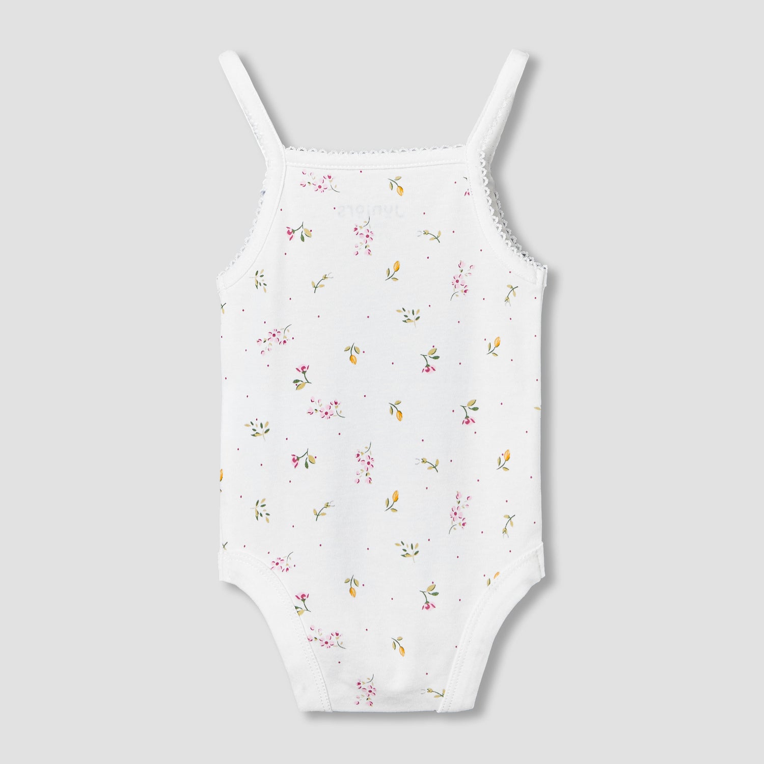 Juniors Cotton Square Neck Strappy Bodysuit with Floral Print