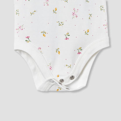 Juniors Cotton Square Neck Strappy Bodysuit with Floral Print