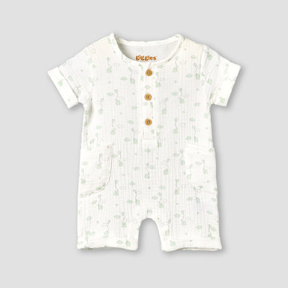 Giggles Crew Neck Short Sleeves Romper with Print