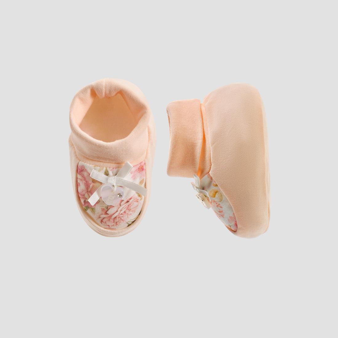 Giggles Floral Print Booties with Colourblock Mittens