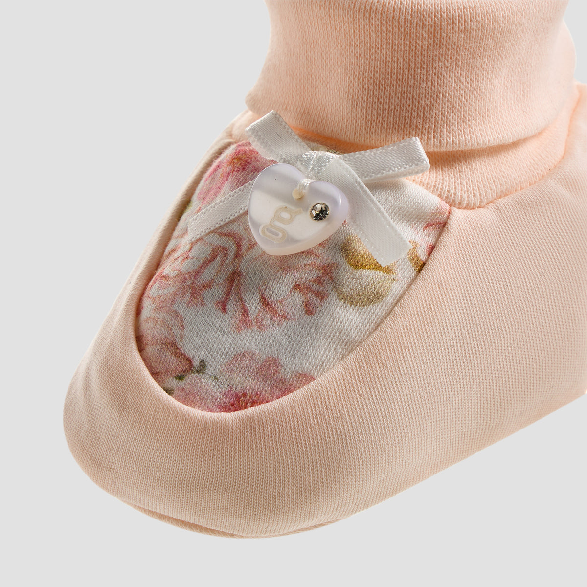 Giggles Floral Print Booties with Colourblock Mittens