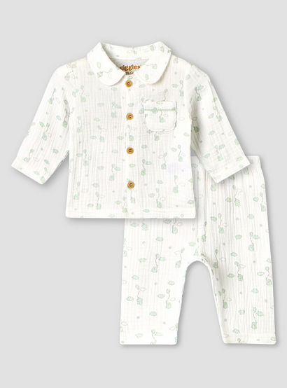 Giggles Cotton Collared Long Sleeves Pyjama Set with Elephant Print-baby-boys-clothing-nightwear-pyjamasets-image-2