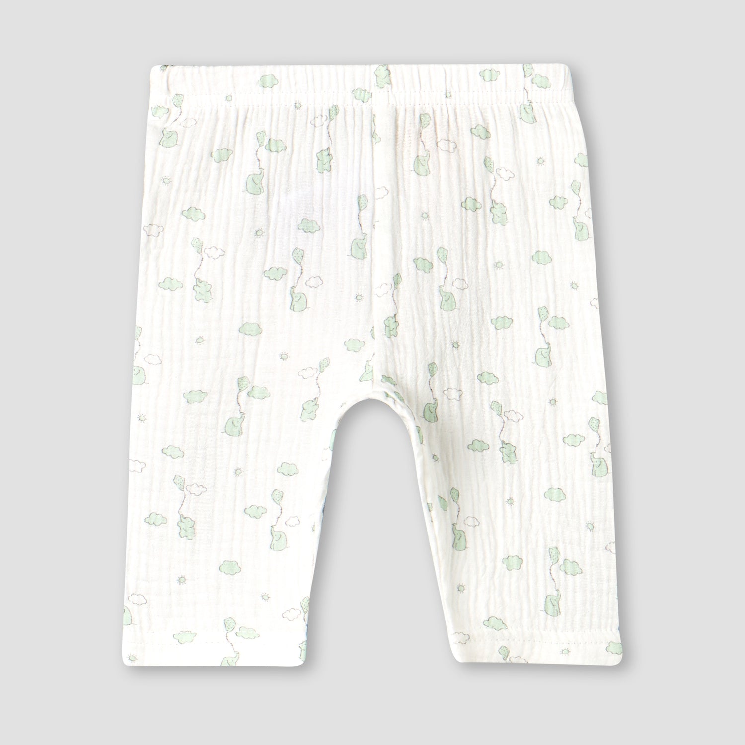 Giggles Cotton Collared Long Sleeves Pyjama Set with Elephant Print