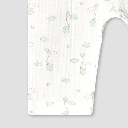 Giggles Cotton Collared Long Sleeves Pyjama Set with Elephant Print