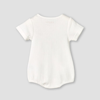 Giggles Round Neck Short Sleeve Bodysuit with Snap Button Closure