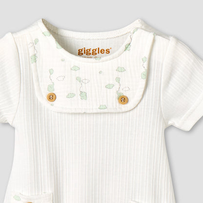 Giggles Round Neck Short Sleeve Bodysuit with Snap Button Closure