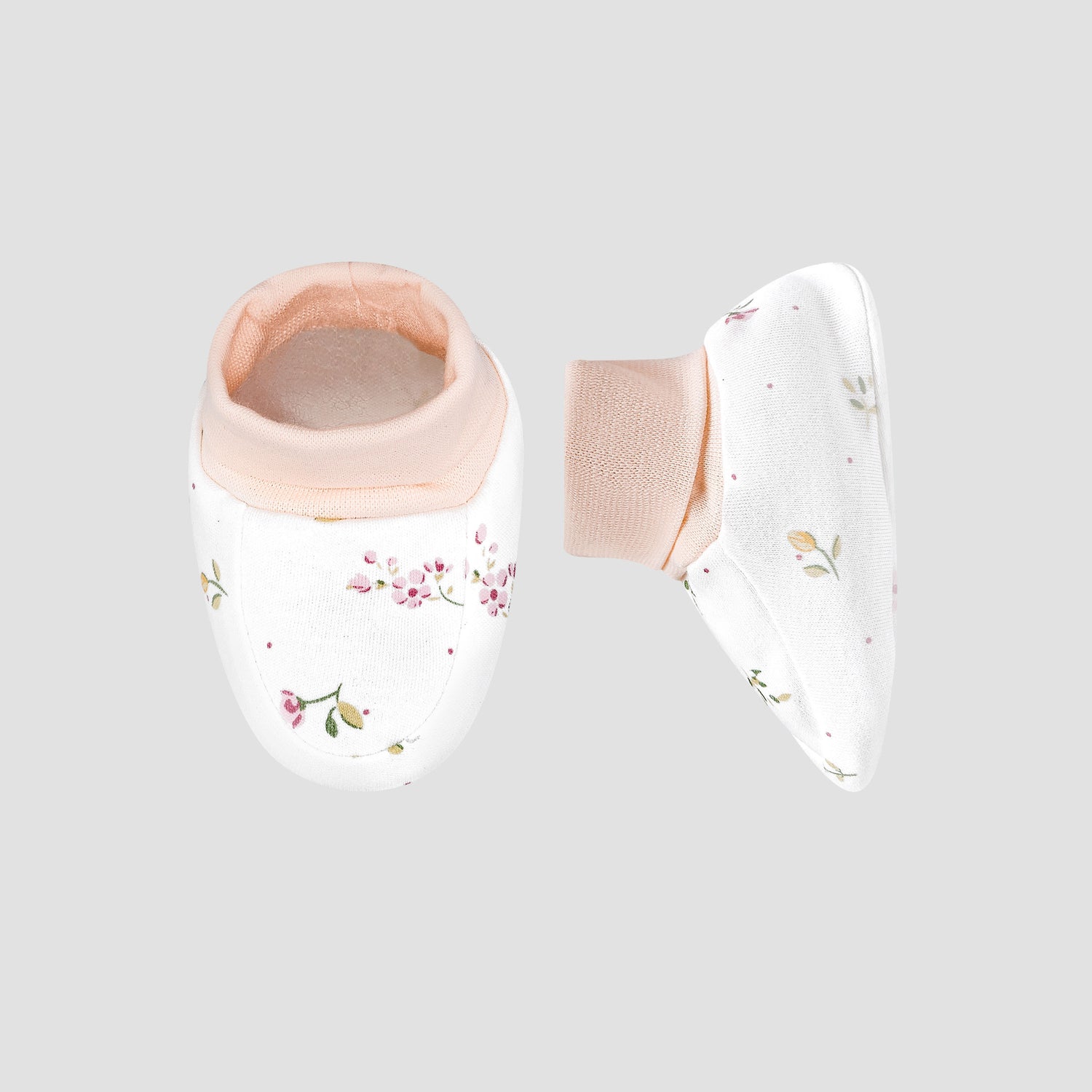 Juniors Booties with Floral Print - White / 0-6 mths