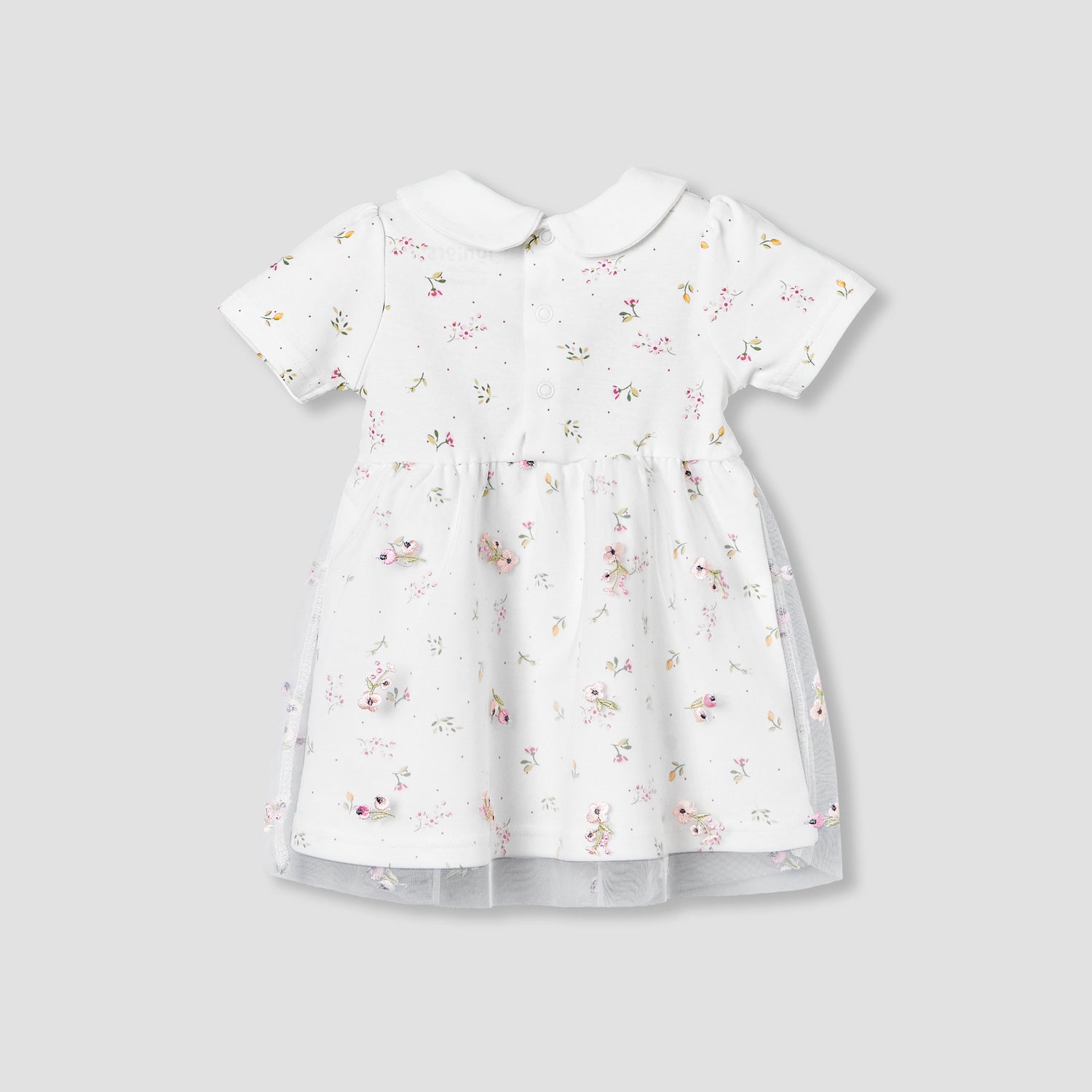 Juniors Collared Short Sleeves Dress with Floral Print