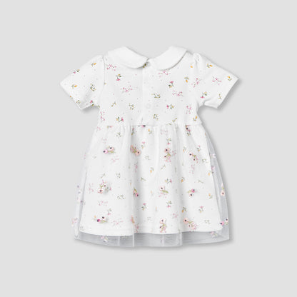 Juniors Collared Short Sleeves Dress with Floral Print