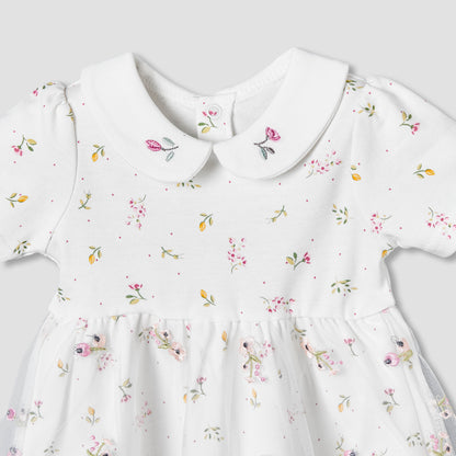 Juniors Collared Short Sleeves Dress with Floral Print