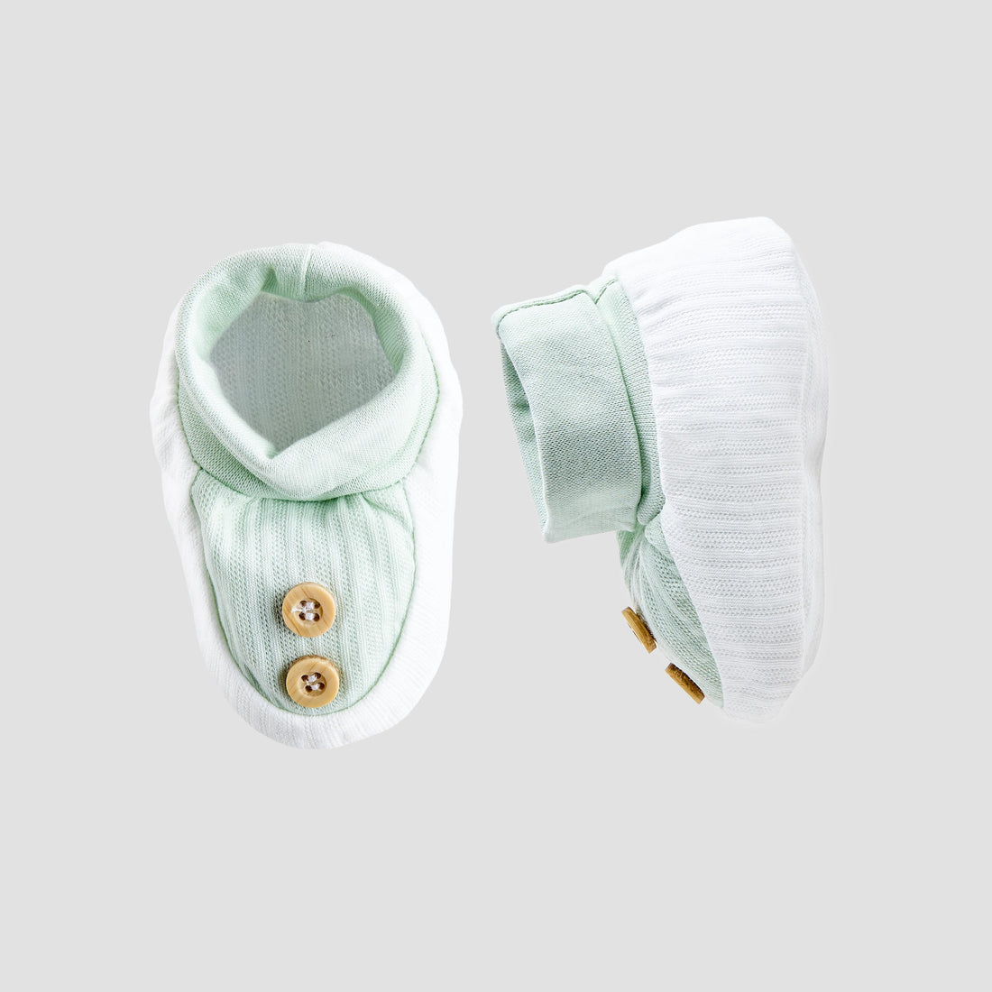 Giggles Booties with Textured Cuff- Slip-On - Green / 0-6 mths