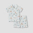 Juniors Cotton Collared Short Sleeve Pyjama Set with Safari Print - White / 12-18 mths
