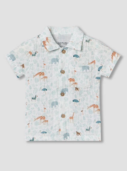 Juniors Cotton Collared Short Sleeve Pyjama Set with Safari Print-baby-boys-clothing-nightwear-pyjamasets-image-3