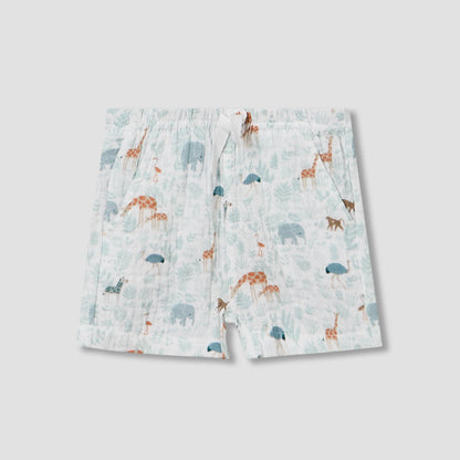 Juniors Cotton Collared Short Sleeve Pyjama Set with Safari Print