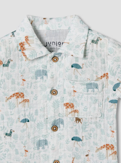 Juniors Cotton Collared Short Sleeve Pyjama Set with Safari Print-baby-boys-clothing-nightwear-pyjamasets-image-7
