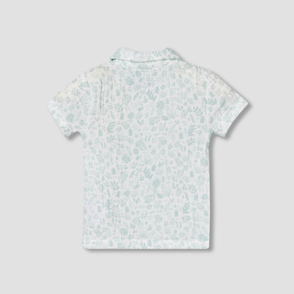 Juniors Cotton Collared Short Sleeves Shorts Set with Print