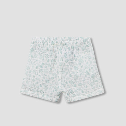 Juniors Cotton Collared Short Sleeves Shorts Set with Print