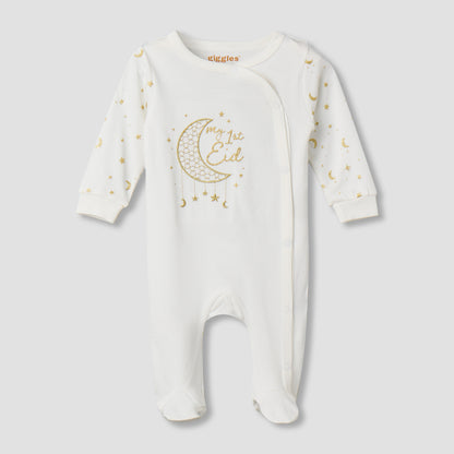 Giggles Cotton Round Neck Long Sleeve Sleepsuit with Snap Button Closure