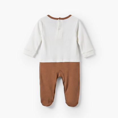Juniors Cotton Round Neck Long Sleeves Sleepsuit with Teddy Bear Print