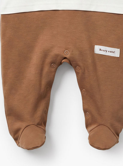 Juniors Cotton Round Neck Long Sleeves Sleepsuit with Teddy Bear Print-baby-boys-clothing-nightwear-sleepsuits-image-5