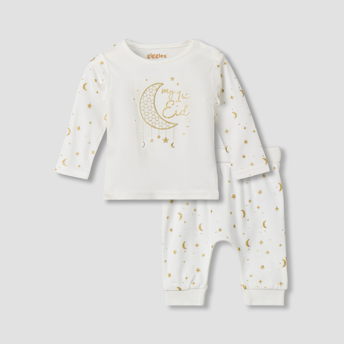 Giggles Cotton Round Neck Long Sleeve Pyjama Set with Print