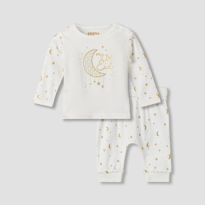 Giggles Cotton Round Neck Long Sleeve Pyjama Set with Print