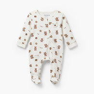Juniors Cotton Round Neck Long Sleeves Sleepsuit with Bear Print-undefined-image-1
