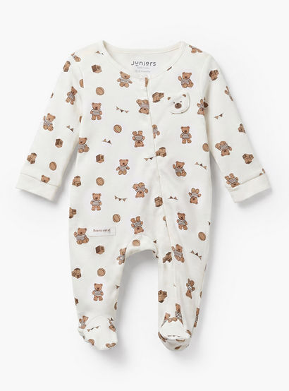 Juniors Cotton Round Neck Long Sleeves Sleepsuit with Bear Print-baby-boys-clothing-nightwear-sleepsuits-image-2